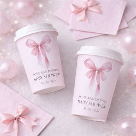 Soft Pink Bow Girl Baby Shower 紙コップ