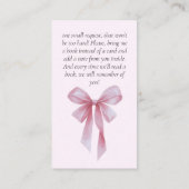 Soft Pink Bow Girl Baby Shower Books For Baby エンクロージャーカード (裏面)