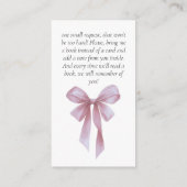 Soft Pink Bow Girl Baby Shower Books For Baby エンクロージャーカード (裏面)