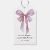 Soft Pink Bow Girl Baby Shower Welcome ギフトタグ (裏面)