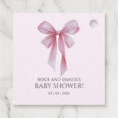 Soft Pink Bow Girl Baby Shower Welcome フェイバータグ (裏面)