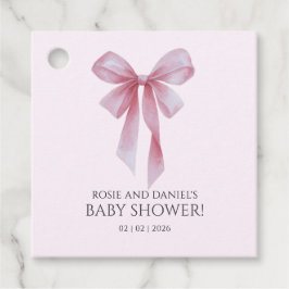 Soft Pink Bow Girl Baby Shower Welcome フェイバータグ