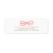 Soft Pink Bow Modern Whimsical ラベル (正面)