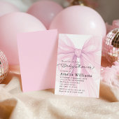 Soft Pink Bow Script Baby Shower Invite 招待状