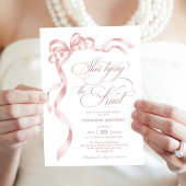 Soft Pink Bow She's Tying the Knot Bridal Shower 招待状