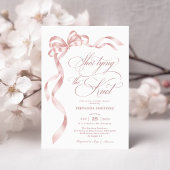 Soft Pink Bow She's Tying the Knot Bridal Shower 招待状