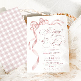 Soft Pink Bow She's Tying the Knot Bridal Shower 招待状