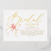 Soft Pink Bow She's Tying The Knot Bridal Shower 箔招待状 (正面)