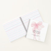 Soft Pink Bow Text Overlay Baby Shower Guest Book ノートブック (内部)
