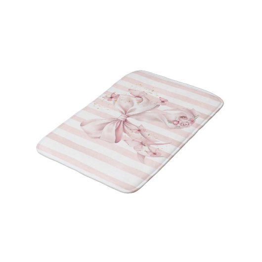 Soft Pink Bow with Butterflies  バスマット (アングル)