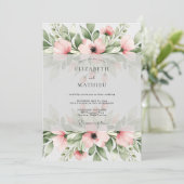 Soft Pink Charming Watercolor Wedding 招待状 (スタンド正面)