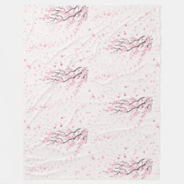 Soft Pink Cherry Blossom Floral Pattern Fleece  フリースブランケット