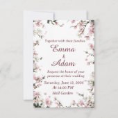 Soft Pink Cherry Blossom Floral Wedding Invitation (正面)