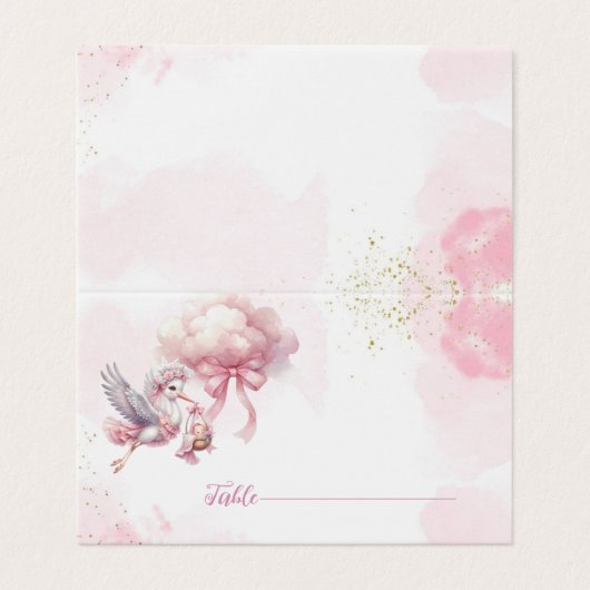 Soft Pink Clouds Stork Baby Shower Thank you card (外部フラット)