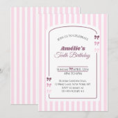 Soft Pink Coquette Bow Girl 10th Birthday Party 招待状 (正面/裏面)