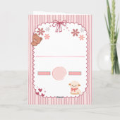 Soft Pink Coquette Lamb & Bear Baby Shower Invite カード (裏面)