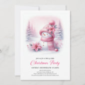Soft Pink Coquette Snowman Digital Kids Christmas  招待状 (正面)