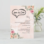 Soft Pink Cream Floral Wedding Save the Date  招待状 (スタンド正面)