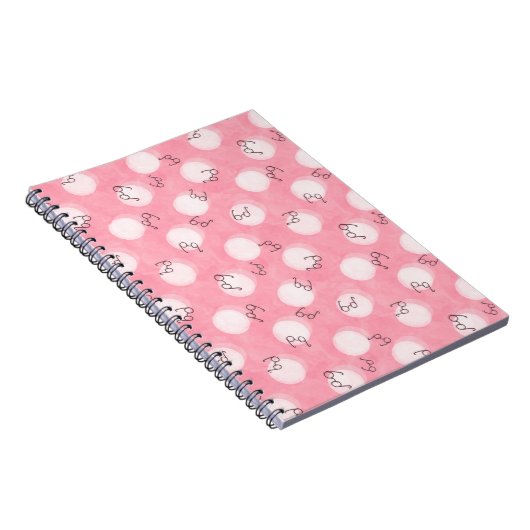 Soft Pink Cute Pattern – Minimal Aesthetic Polka ノートブック (右側)