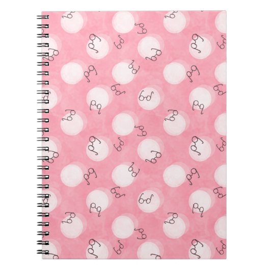 Soft Pink Cute Pattern – Minimal Aesthetic Polka ノートブック (正面)