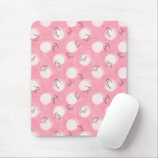 Soft Pink Cute Pattern – Minimal Aesthetic Polka マウスパッド