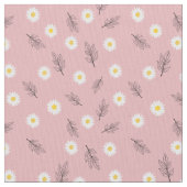 Soft Pink Daisy Botanical Pima Cotton Fabric ファブリック (クローズアップ)