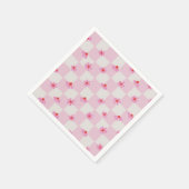 Soft Pink Daisy Checkerboard Floral Pattern スタンダードカクテルナプキン (角)