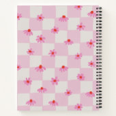 Soft Pink Daisy Checkerboard Floral Pattern ノートブック (裏面)