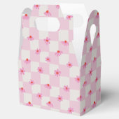 Soft Pink Daisy Checkerboard Floral Pattern フェイバーボックス (オープン)