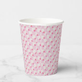 Soft Pink Daisy Checkerboard Floral Pattern 紙コップ (右)