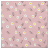 Soft Pink Daisy Scatter Combed Cotton Fabric ファブリック (見本)