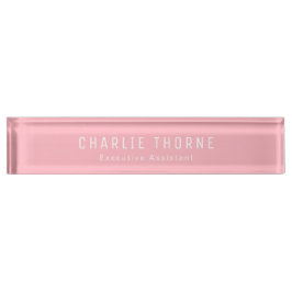 Soft Pink Desk Nameplate with Name and Job Title デスクネームプレート