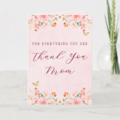 Soft Pink Elegant Floral Thank You Mother’s Day  カード (正面)