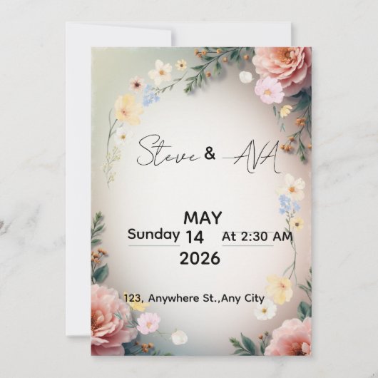 Soft Pink Elegant Wedding Invitation 招待状 (正面)