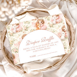 Soft Pink Fairy Baby Shower Diapper Raffle エンクロージャーカード