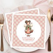 Soft Pink Fairy Floral 4th Birthday Party Napkins
