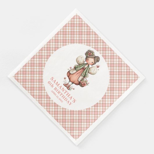 Soft Pink Fairy Floral 4th Birthday Party Napkins (コーナー)