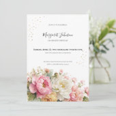Soft Pink Floral 60th Birthday 招待状 (スタンド正面)