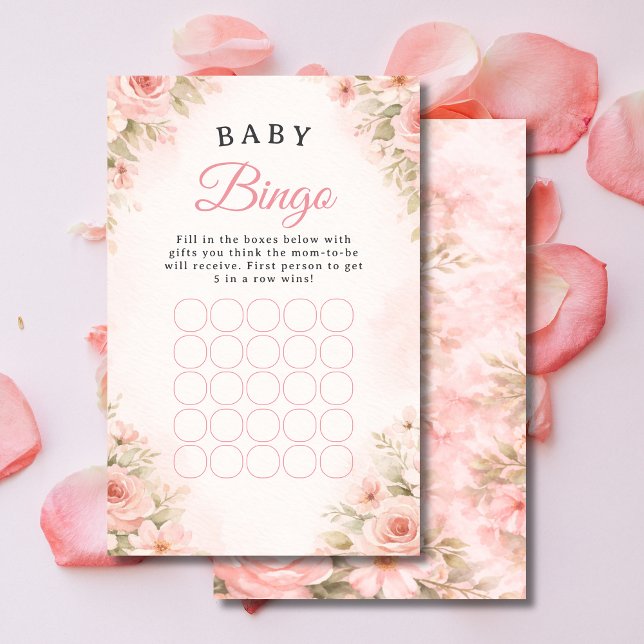 Soft Pink Floral Baby Bingo Shower Game (クリエイターアップロード済み)