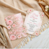 Soft Pink Floral Baby in Bloom Garden 招待状