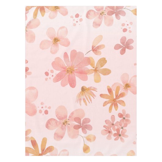 Soft Pink Floral Blossom Dining Tablecloth テーブルクロス (正面)