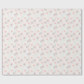 Soft Pink Floral & Bow Pattern – Cute Romantic  ラッピングペーパー (フラット)