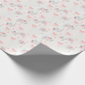 Soft Pink Floral & Bow Pattern – Cute Romantic  ラッピングペーパー (角)