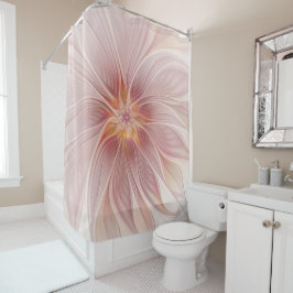 Soft Pink Floral Dream Abstract Fractal Art Flower シャワーカーテン