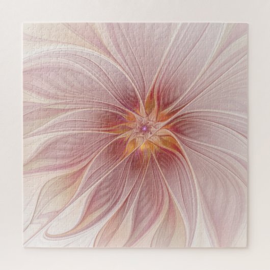 Soft Pink Floral Dream Abstract Fractal Art Flower ジグソーパズル (縦)
