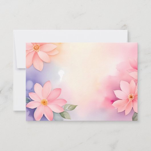 Soft Pink Floral Frame Watercolor Border 招待状 (正面)