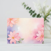 Soft Pink Floral Frame Watercolor Border 招待状 (スタンド正面)