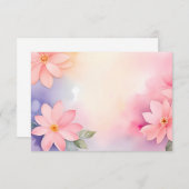 Soft Pink Floral Frame Watercolor Border 招待状 (正面/裏面)
