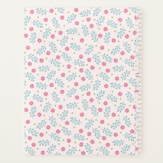 Soft Pink Floral Framed Pink Bow Custom Name プランナー手帳 (裏面)