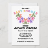  Soft Pink Floral Girl Baby Shower     招待状 (正面)